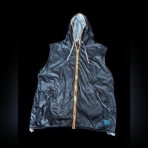 Diesel Black Hooded Vest with Yellow and Orange Trim